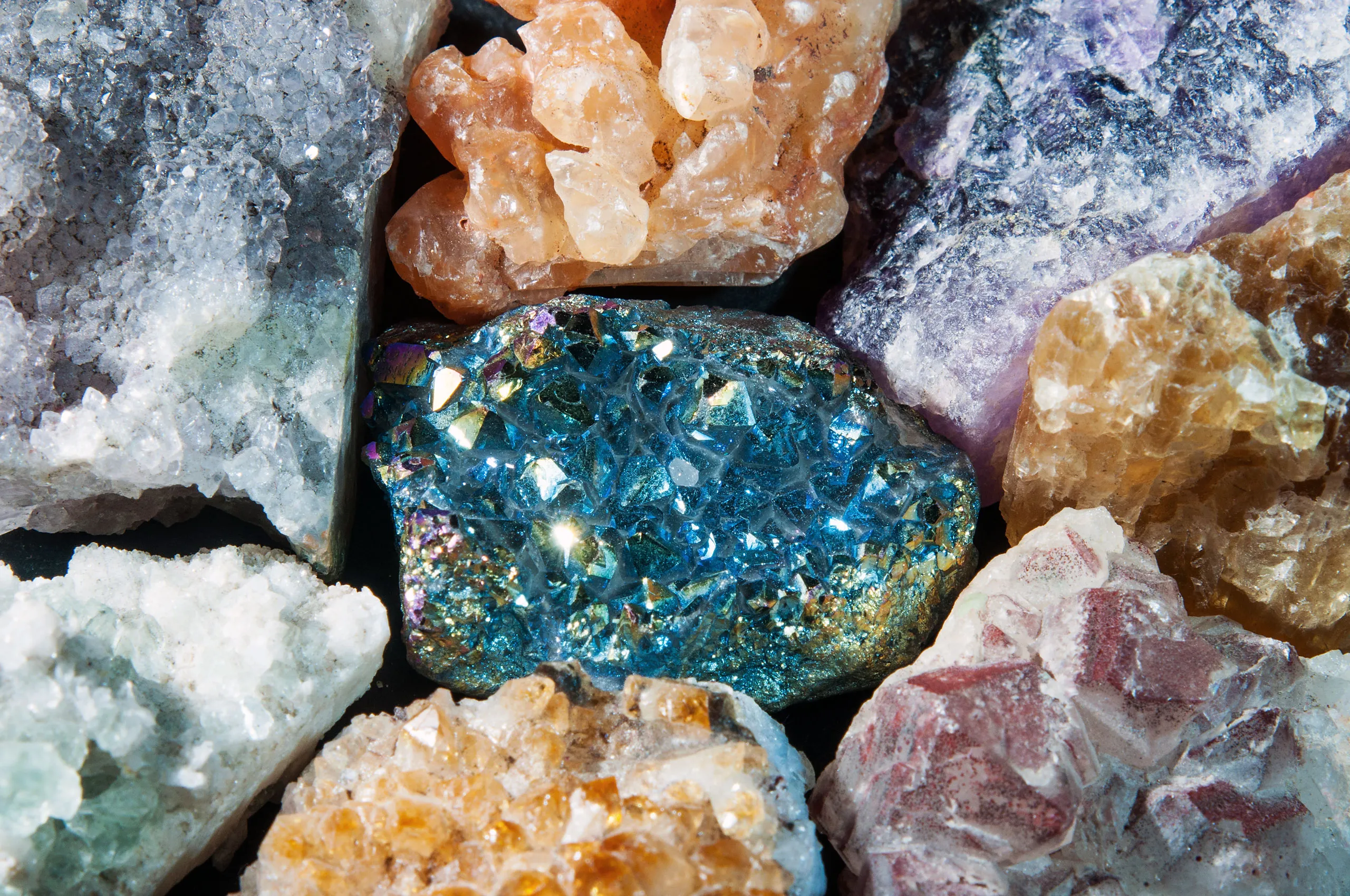Crystal Healing <br> <span class="slide-desc">Harnessing the natural vibrational frequencies of Earth’s crystals to cleanse your aura, restore balance, and manifest peace.</span>